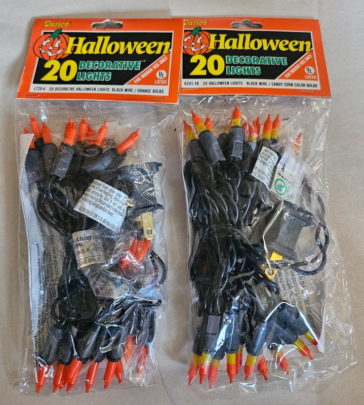 2 Light Sets Darice 20 Count Halloween String 70 Orange Bulb Tested Box