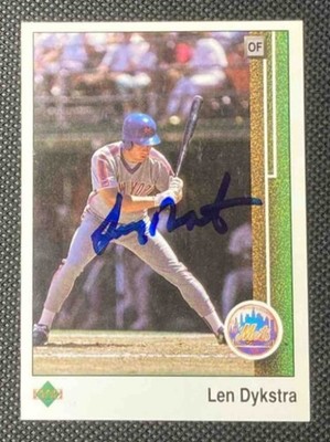 1989 Upper Deck Len Dykstra #369 Mets Signed Autographed Auto