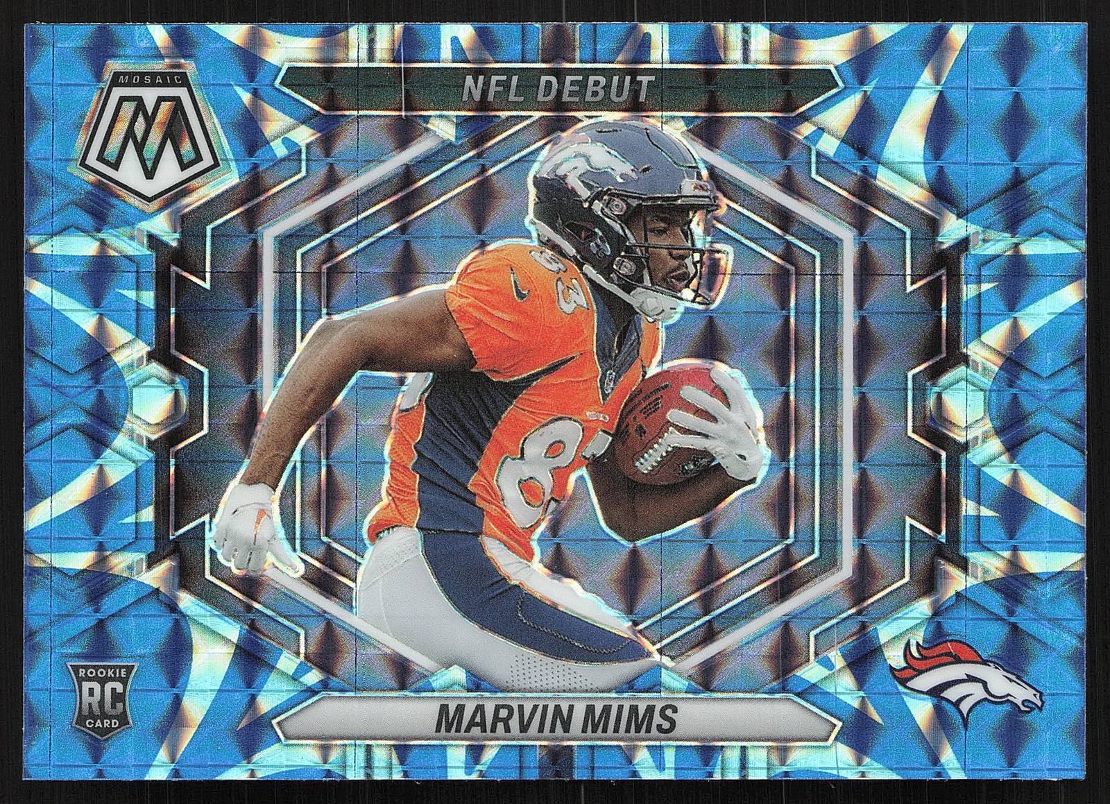 2023 Panini Mosaic #ND-13 Marvin Mims Reactive Blue Mosaic RC