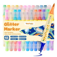 Glitter Markers Dual Tip, 24 Shimmer Markers 48 Glitter Colors Metallic Marke...