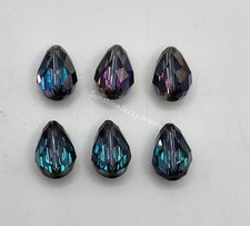 6pc Swarovski Crystal Heliotrope 10.5x7mm Faceted Teardrop 5500 Beads; Vintage