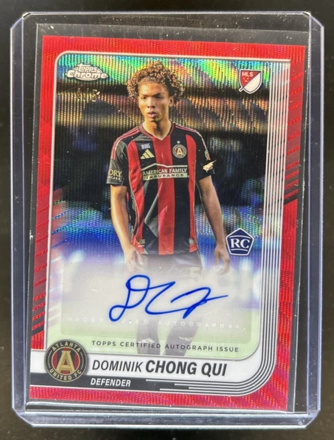 2025 Topps Chrome MLS Dominik Chong Qui Auto RC Red Wave Refractor #/5 United