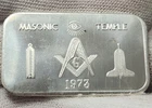 Masonic One Troy Ounce Vintage Mother Lode Silver Bar  .999 fine Silver, CH-MLM
