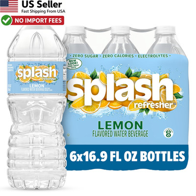 Splash Refresher Lemon Flavored Water 16.9 Fl Oz 6-Pack Zero Sugar FROM USA