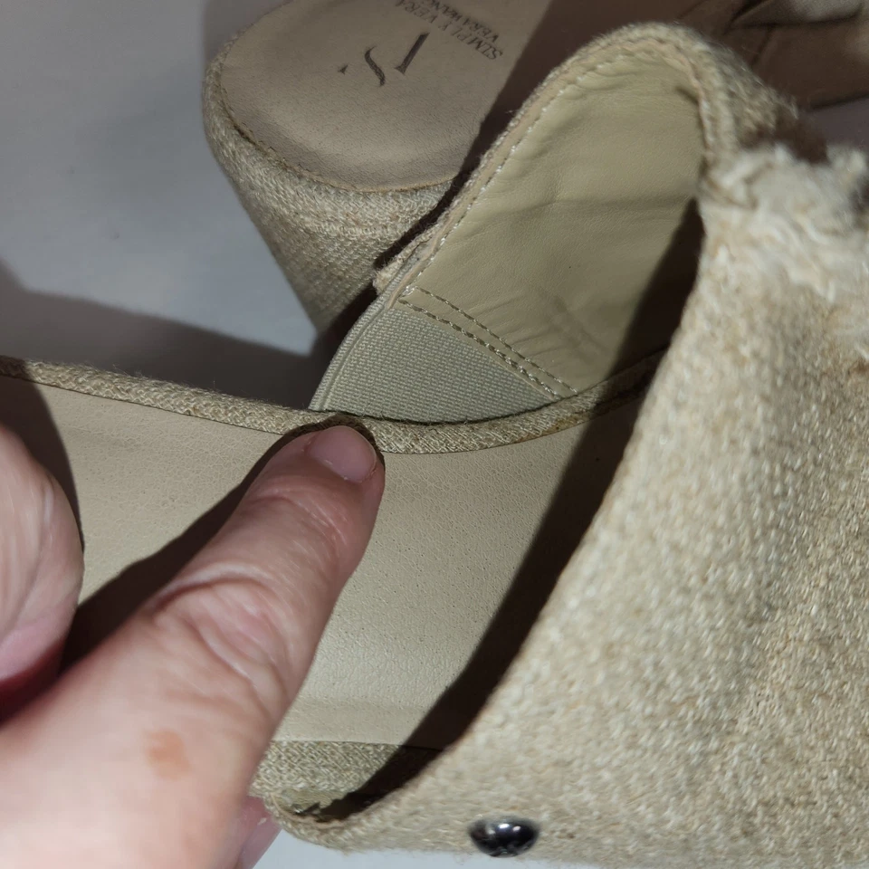 SIMPLY VERA by VERA WANG Wedge Sandal Womens 9M Tan Platform Textile Fringe Boho - Image 3 of 4