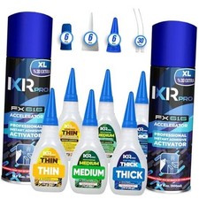 CA Glue with Activator Kit 6x1.75 oz. Thin-Medium-Thick  2x16.9 2 Pack
