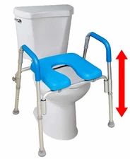 Ultimate™ Raised Toilet Seat Voted Most Comfortable Padded Armrests Adjustable