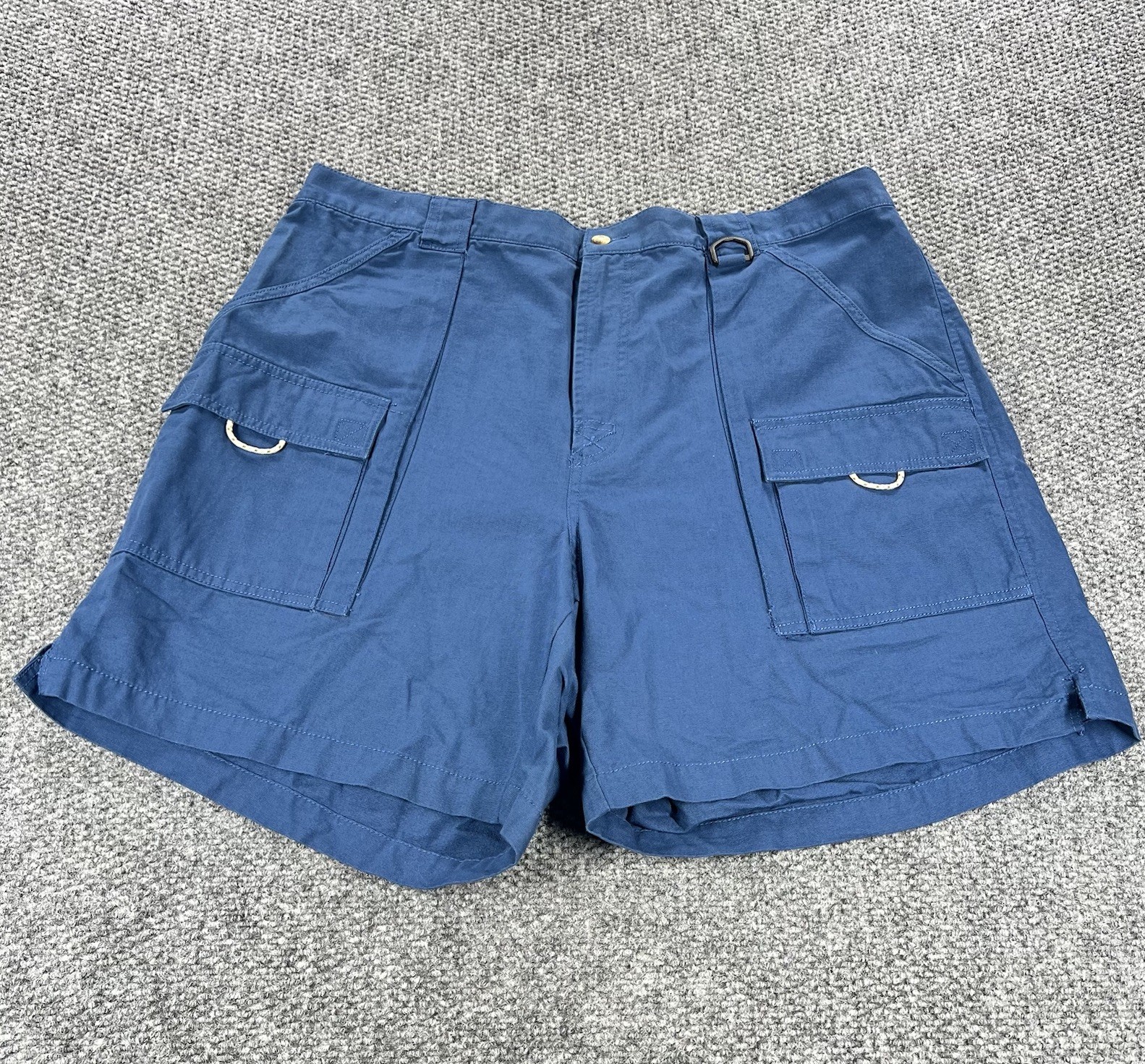 Vintage Columbia PFG Cargo Shorts Mens 2XL Blue Cotton Fishing Elastic