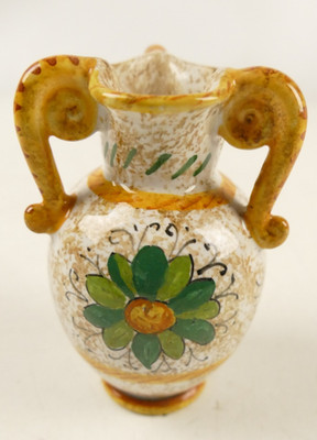 Miniatur-Amphora Vase Crackle Glaze Sprenkelglasur 21/10 Italy 10cm X-2832