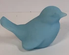 VTG Fenton Art Glass Blue Custard Satin Bird Songbird