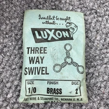 Vtg Luxon Three Way Swivel Size 1/0 Brass Fishing Tackle 2 Dozen NOS Made USA