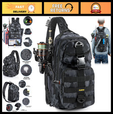 Waterproof Fishing Backpack Sling Bag with Rod Holder - Tackle Gear Storage, Gif