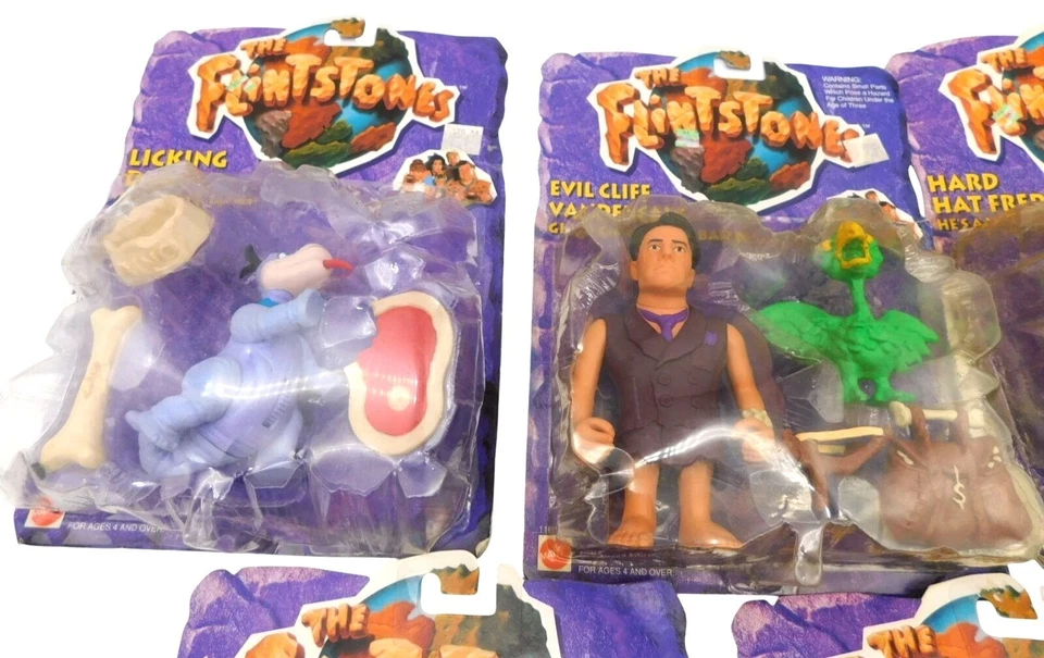 5 figuras de acción de la película Mattel Picapiedra Evil Cliff Barney Dino 1993 LEER Foto 2 de 4