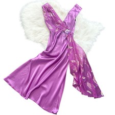 90s Victoria  s Secret Silky Satin Purple Vintage Gold Label Maxi Gown Slip Dress