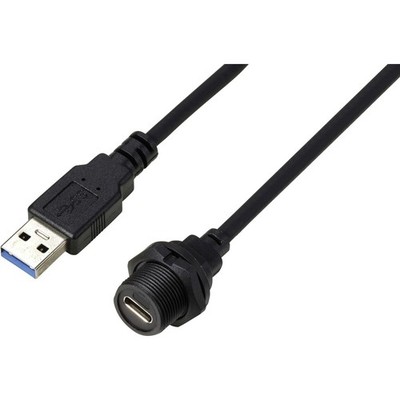 USB-C  3.0 Buchse auf Stecker IP67 (Gewinde) Kabel 0,5 m  TC-E10T-FT3-PWF/MU3...