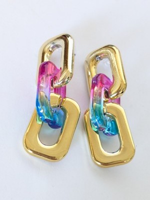 Atemberaubende klobige Gold Glieder Ohrringe 