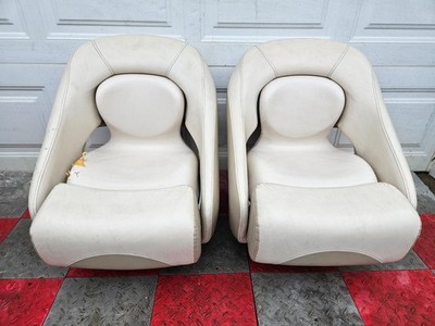 Captain Chairs 2006 Glastron GX 235 Boat Seats w/ Mounts & Flip Up Bolsters PAIR