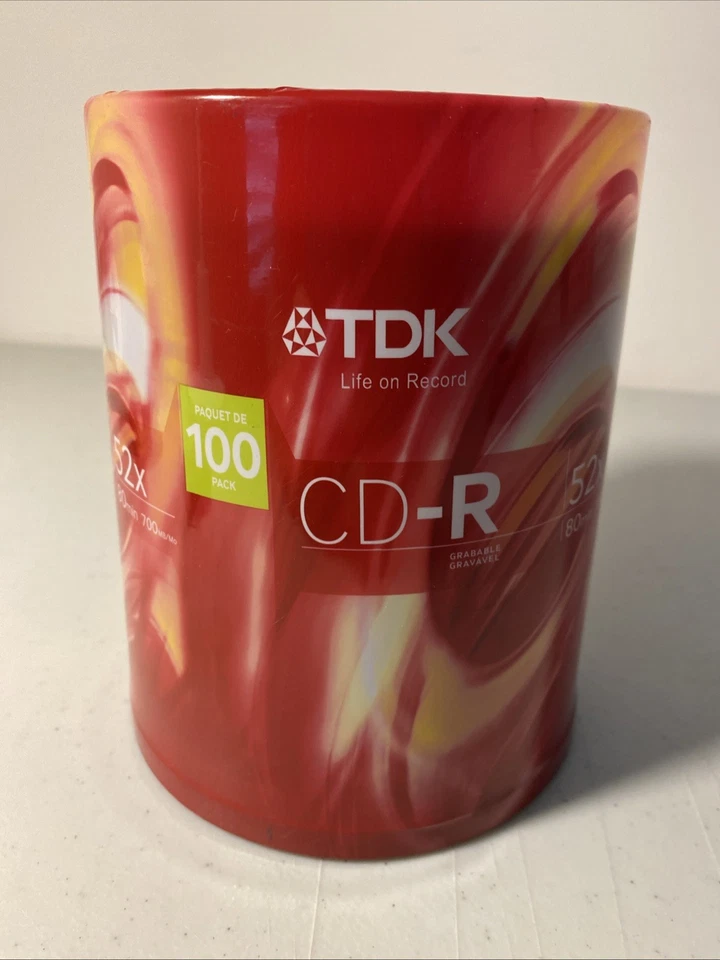 TDK CD-R Spindle 100 pack 700 mb 52x 80 min Recordable FACTORY SEALED *NEW* - Image 3 of 4