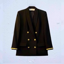 VTG Lillie Rubin Black Wool Nautical Blazer Gold Button Size 8 Fits 6 Old Money