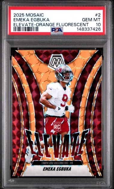 2025 Panini Mosaic Elevate EMEKA EGBUKA #2 Orange Fluorescent RC Rookie - PSA 10