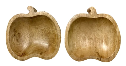 Robert Stanley Wooden Pumpkin Shape 2 Bowls 6 In Light Wood Rustic Autumn NWT