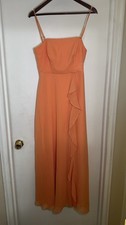 Birdy Grey Womens Theresa Chiffon Bridesmaid/Dress Apricot Formal Slit Ruffle S