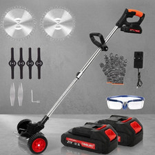 1800W Akku Rasentrimmer mit 2 Akkus & Ladeger&auml;t EleFreischneider Motorsense Rot