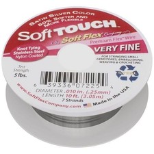 Soft Flex Kink Resistant Beading Wire - Very Fine 0.10 0.1 inches, Silver