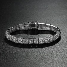 D VVS1 Full Moissanite 6mm Tennis Bracelet Women 925 Sterling Silver Chain W/GRA