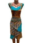 SAVE THE QUEEN size S Dress Midi Calf Lengh Brown Blue MEsh