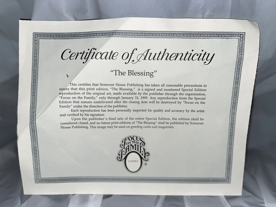 Impresionante litografía mate enmarcada de G. Harvey 'The Blessing' firmada numerada #16543 Foto 4 de 4