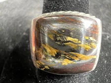 David Yurman Sterling Silver Men’s Exotic Tiger Eye Albion Signet Ring Size 11.5