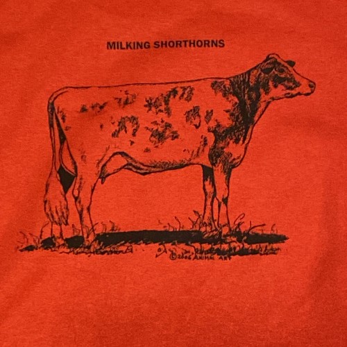 Vintage Kuh Sweatshirt Gr. XL rot Y2K Melking Shorthorns signiert 2006 Tierkunst - Bild 2 von 8