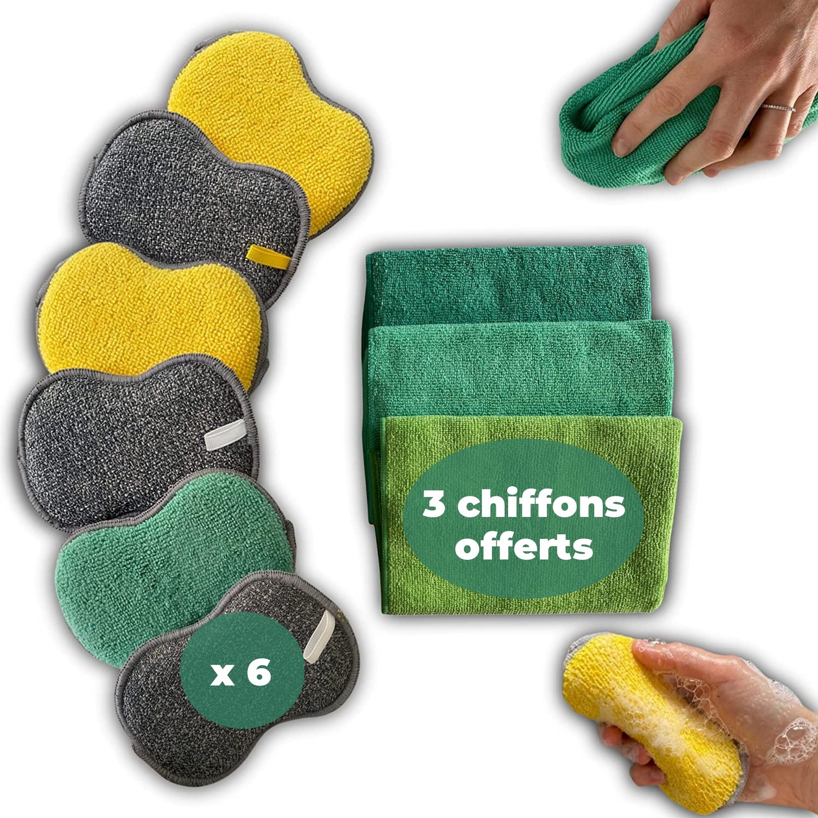Éponge réutilisable lavable contre les traces avec chiffon microfibre pour voiture