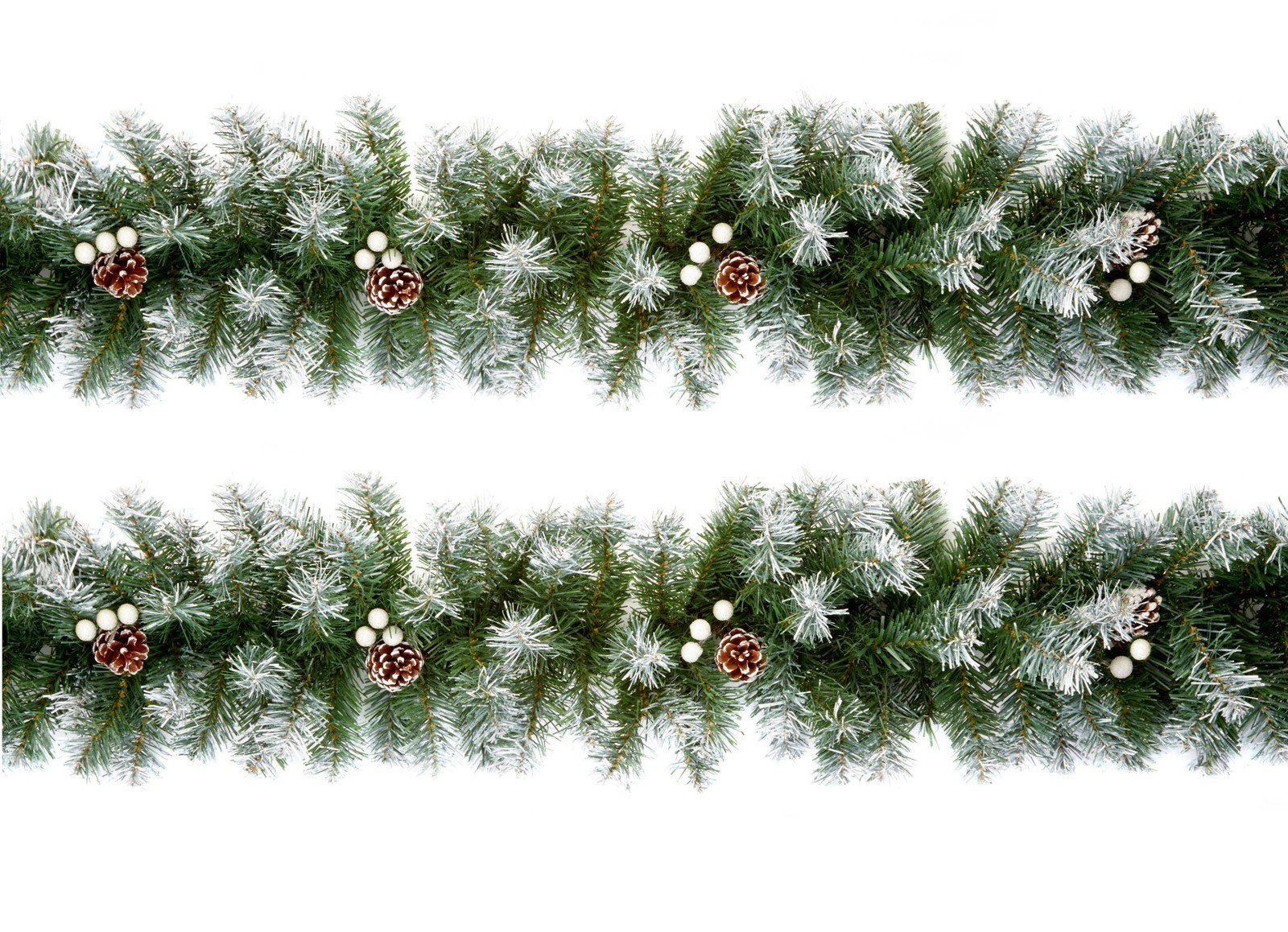 2 Artificial Christmas Garland Snow Tipped Berry Green Garland Premier Deco 2.7M