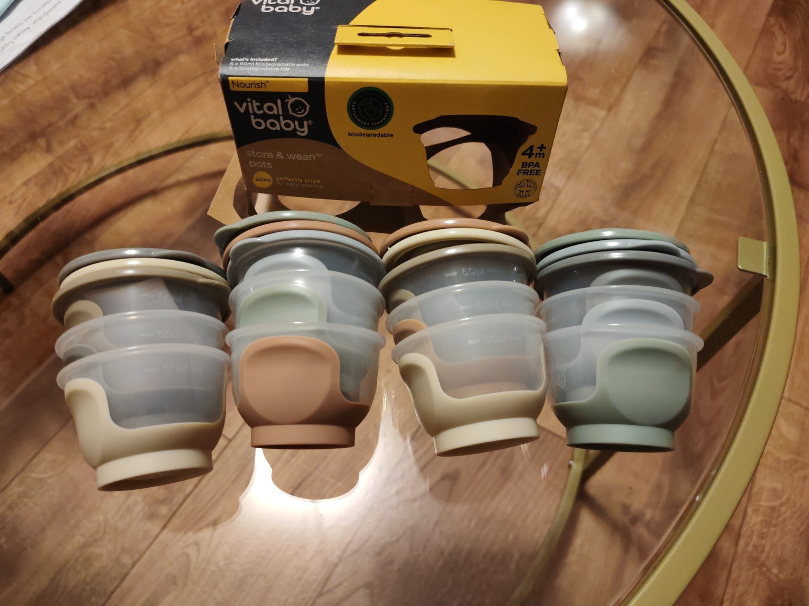 2 x Vital Baby Nourish Weaning Food Pots 60ml 6 Pack | Leakproof BPA Free