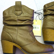 Charles Albert Women’s Brown Faux Leather Slouch Ankle Bootie Pull-On US 8
