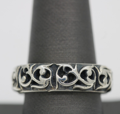 Chrome Hearts Sterling Silver Eternity Vine Band Ring Size 9.5