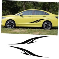 2Pcs 74.8'' Car Body Side Vinyl Decal Sports Racing Stripe Side Skirt Black