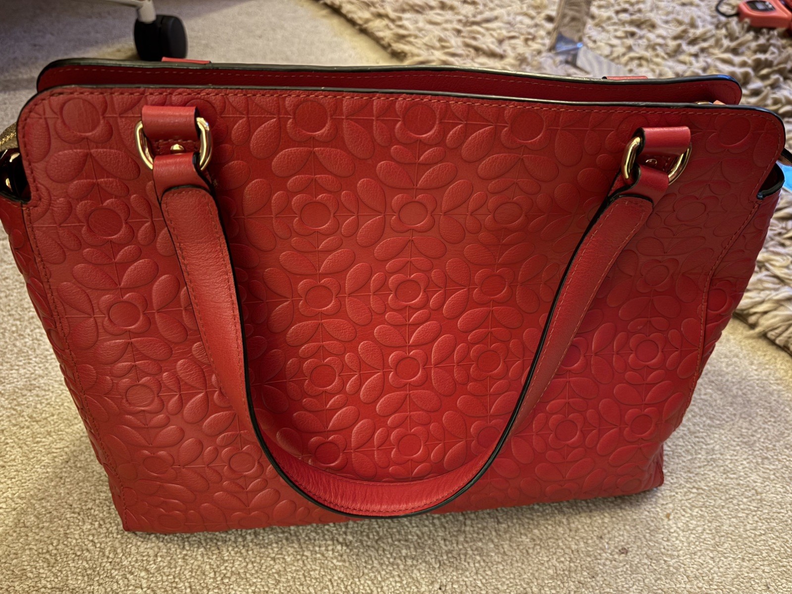 Orla Kiely Flower Stem Embossed Leather Jeanie Handbag