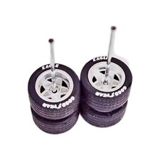 10 Sets Star 5 Spoke Silver Rim  11mm Goodyear Real Rider Rubber Tire Swap 1/64