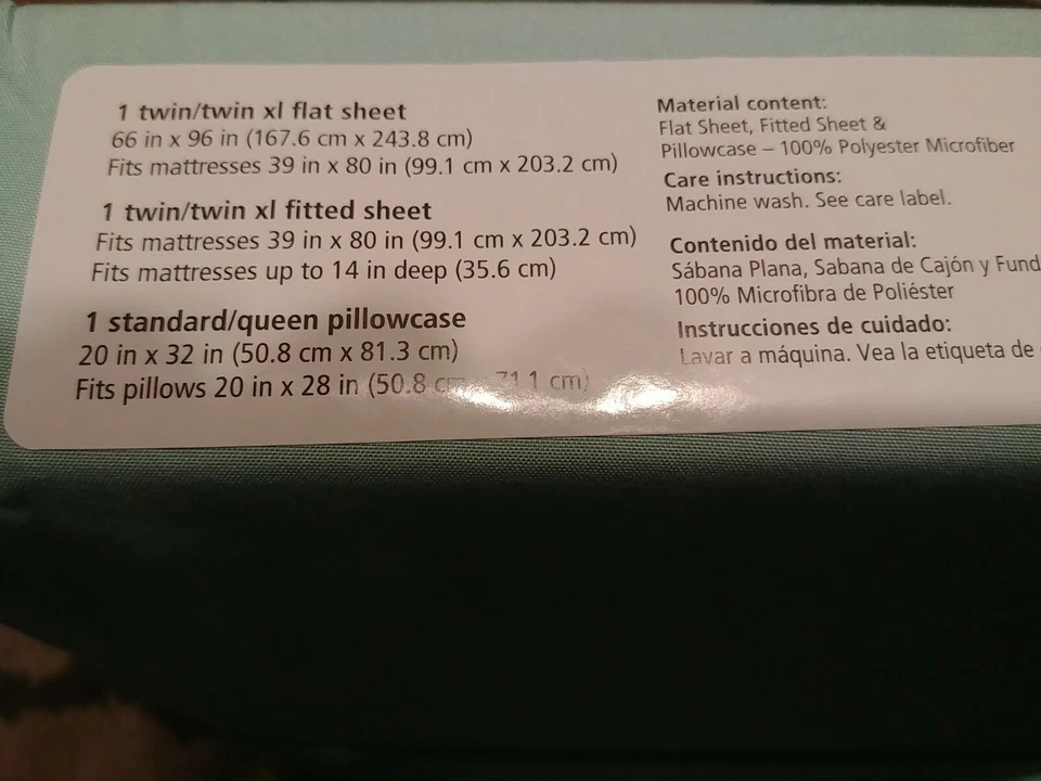 Mainstays SHEET SET TWIN/TWIN XL TEAL CLOUD 1 FITTED, 1 FLAT 1 PILLOW CASE NEW! - Image 4 of 4