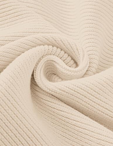 Women's 2024 Crew Neck Long Lantern Sleeve Casual Loose Ribbed Knit Solid - Picture 7 of 8