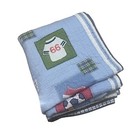Pottery Barn Kids Boys Sports Patchwork Quilt Bed Blanket Flaw Blue Twin 68x86