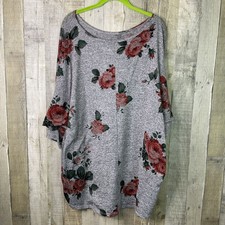 Bobbie Brooks 3X Gray Floral Print Crewneck 3...