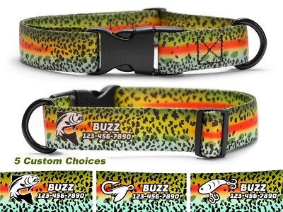 Rainbow Trout Dog Collar Personalized Cutbow Trout Doggy Collar Puppy Dog  Gift