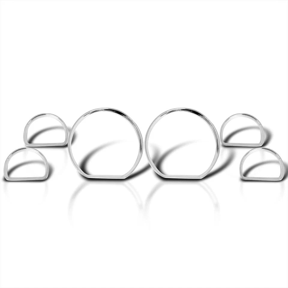 Anillos de bisel de tablero de esfera de calibre cromado aptos para Ford Mustang 94-04 6 piezas Foto 2 de 4