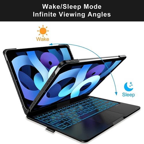 For iPad 7/8/9/10/11th Gen Air Pro 11" Touchpad Keyboard Case with 360° Rotation - Picture 11 of 39