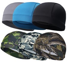 All Season Helmet Liner Base Layer Skull Cap Motorcycle Biker Bandana Black Grey
