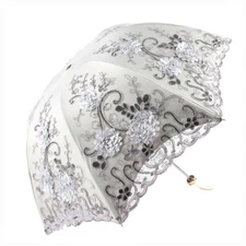 2024 New Ladies Vintage Lace Umbrella Rain Sun Anti-UV Parasol Folding Flower